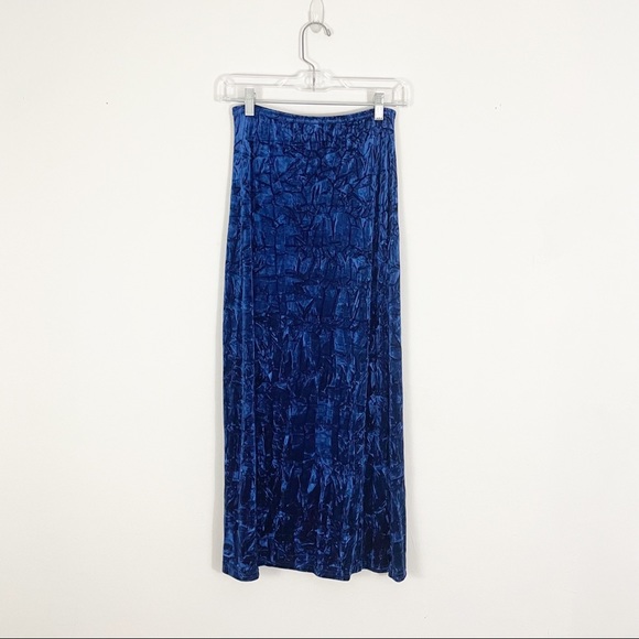 Limited Too Y2K Girls Blue Velvet Maxi Skirt Stretchy Fit Size 14 - Picture 7 of 10